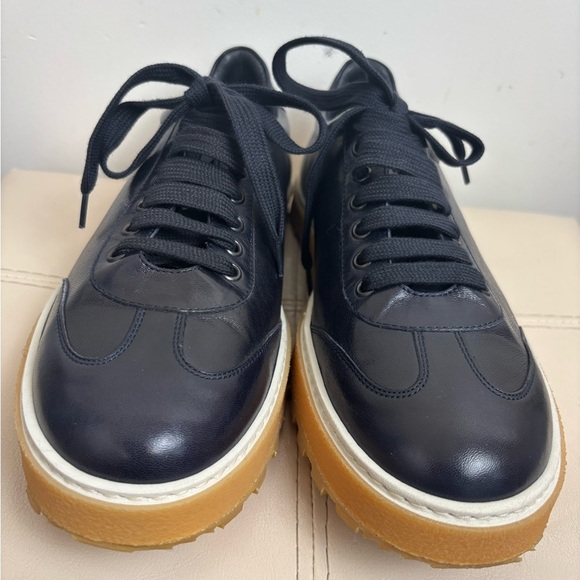 ISAIA Napoli Goat Leather Sneakers in Navy Blue Size 9 NWOT main image 4